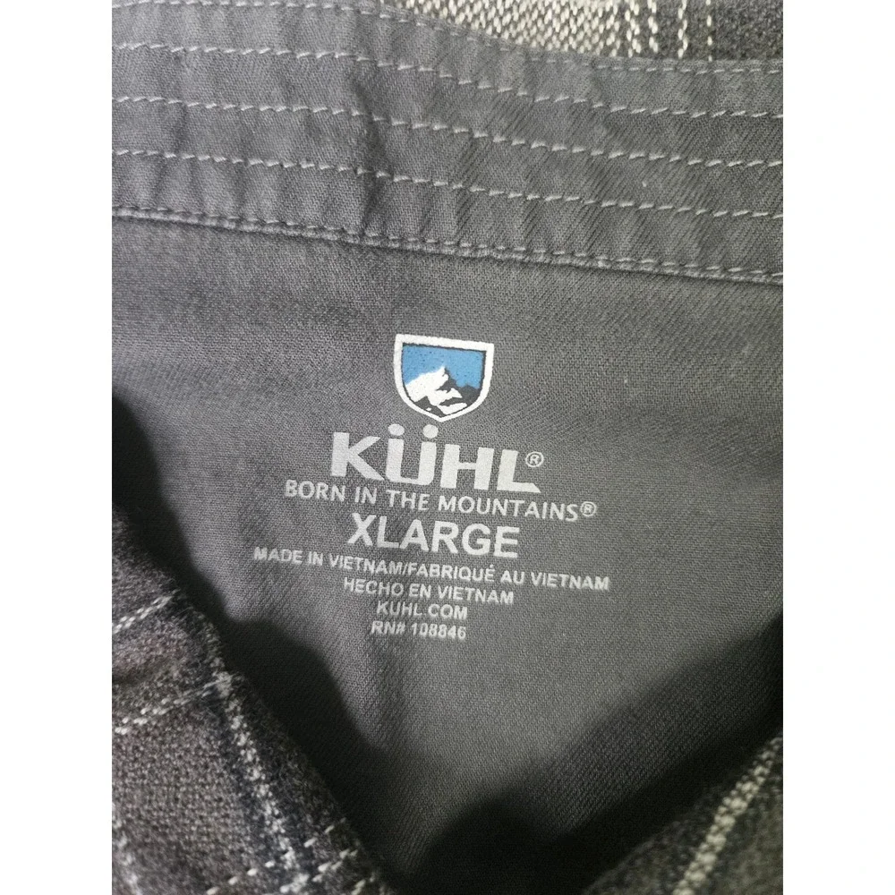 Kuhl Joyrydr Flannel Shirt Mens XL Grey White Plaid Cotton Tencel Button Up 7373